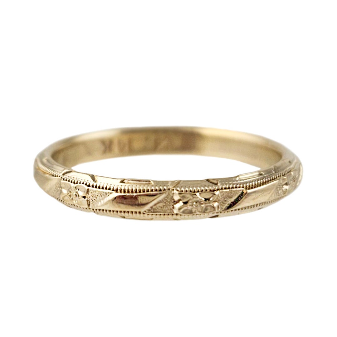 Vintage 14K Gold Orange Blossom Wedding Band by Frederick Goldman Size 8 Etsy