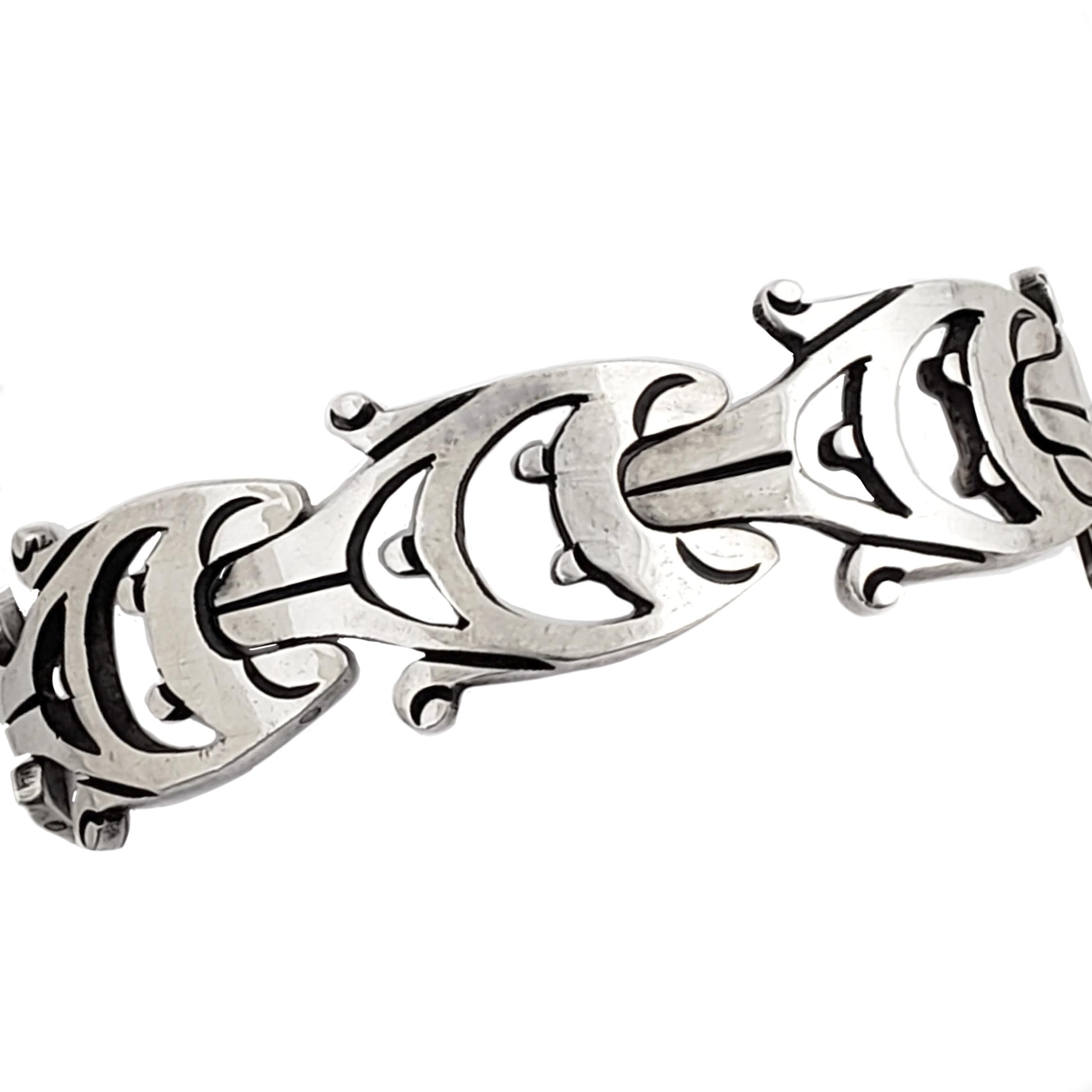Heavy Sterling Silver Bracelet With Unique Link Design - Vintage