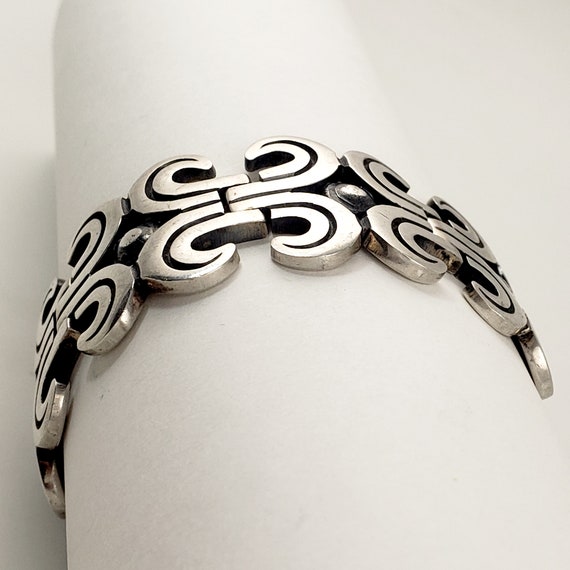 Vintage Mexican Sterling Silver Bracelet - Styliz… - image 9