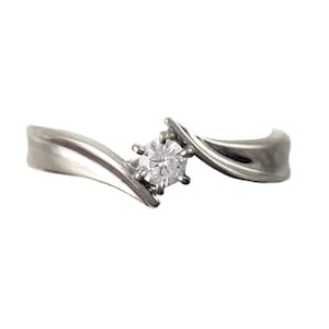 Diamond Solitaire Ring in 10K White Gold - Vintage Engagement Ring - Size 5.25