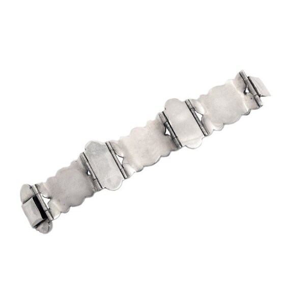 Vintage Silver & Black Onyx Link Bracelet  - 2.5 … - image 4