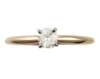 Solitaire Diamond Engagement Ring - Vintage 14K Gold - Size 5.25