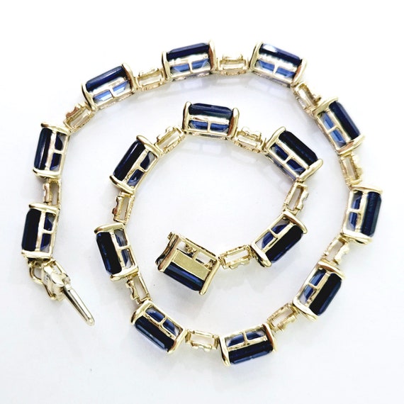 Created Sapphire and 10K Gold Link Bracelet with … - image 7