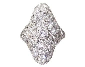 Splendid Platinum & Diamond Heirloom Ring - 3.25 ctw - Size 8.25