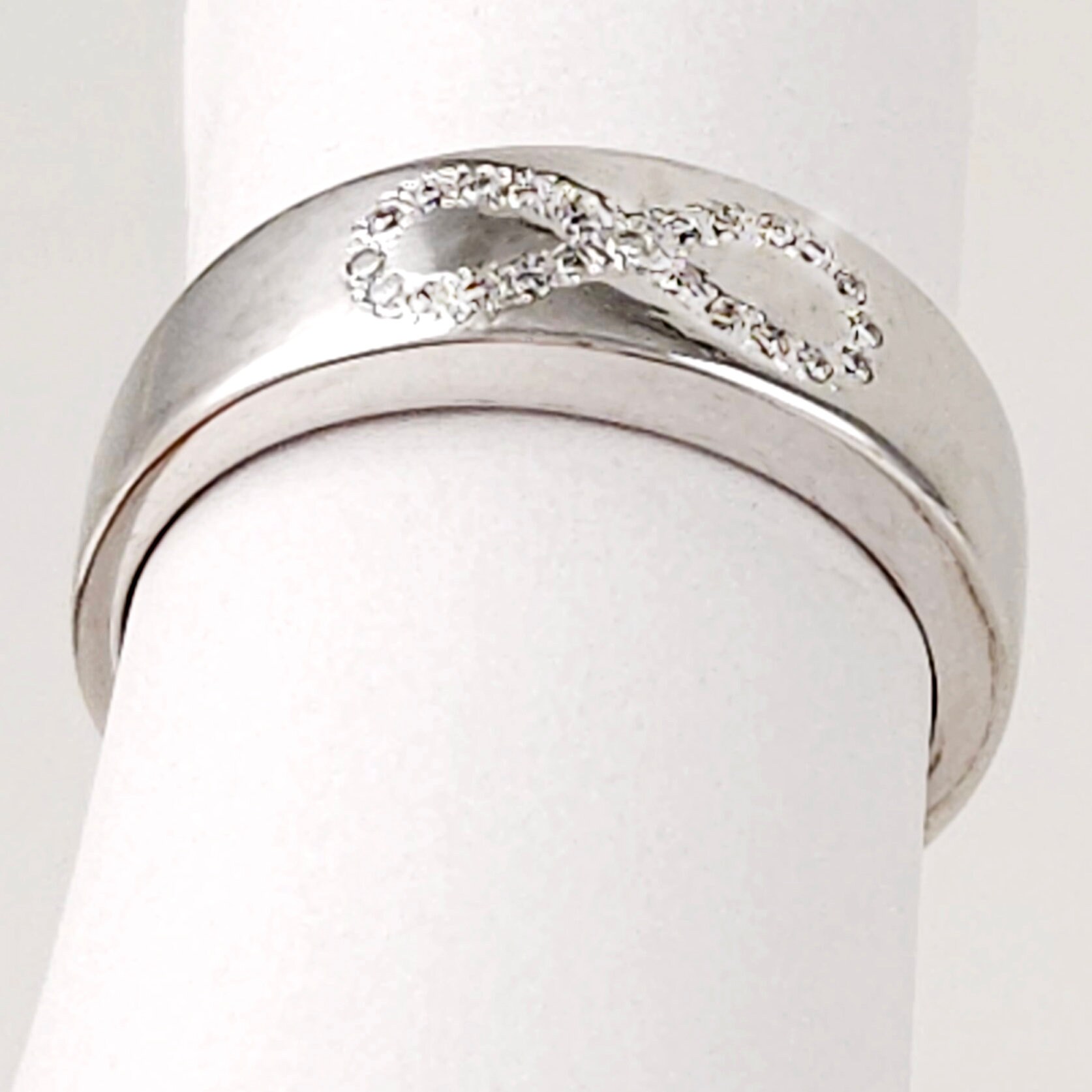 Polished 14k White Gold Infinity Ring (Size 9.75) – Eternal Love Promise Ring, Wedding Band, Anniversary Gift