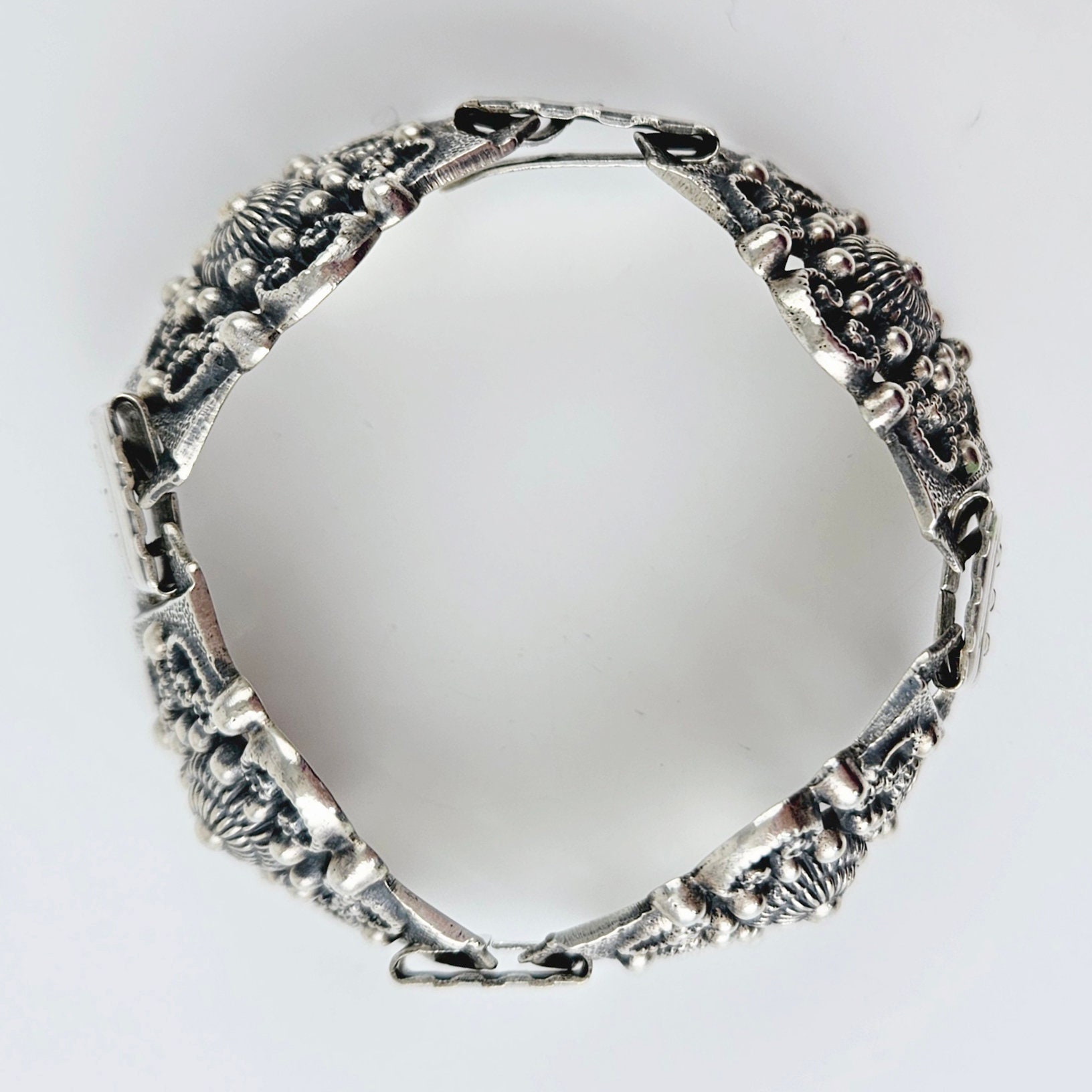 Vintage Mexican Sterling Silver Green Stone Bracelet Jewelry