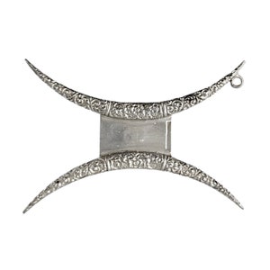 Antique Sterling Silver Thread Winder with Unusual Crescent Shapes - 2 5/16" Tall
