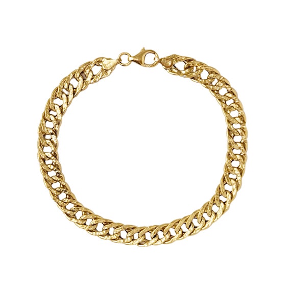 Vintage 18K Gold Chain Bracelet - Curb Link - 7.75" Long