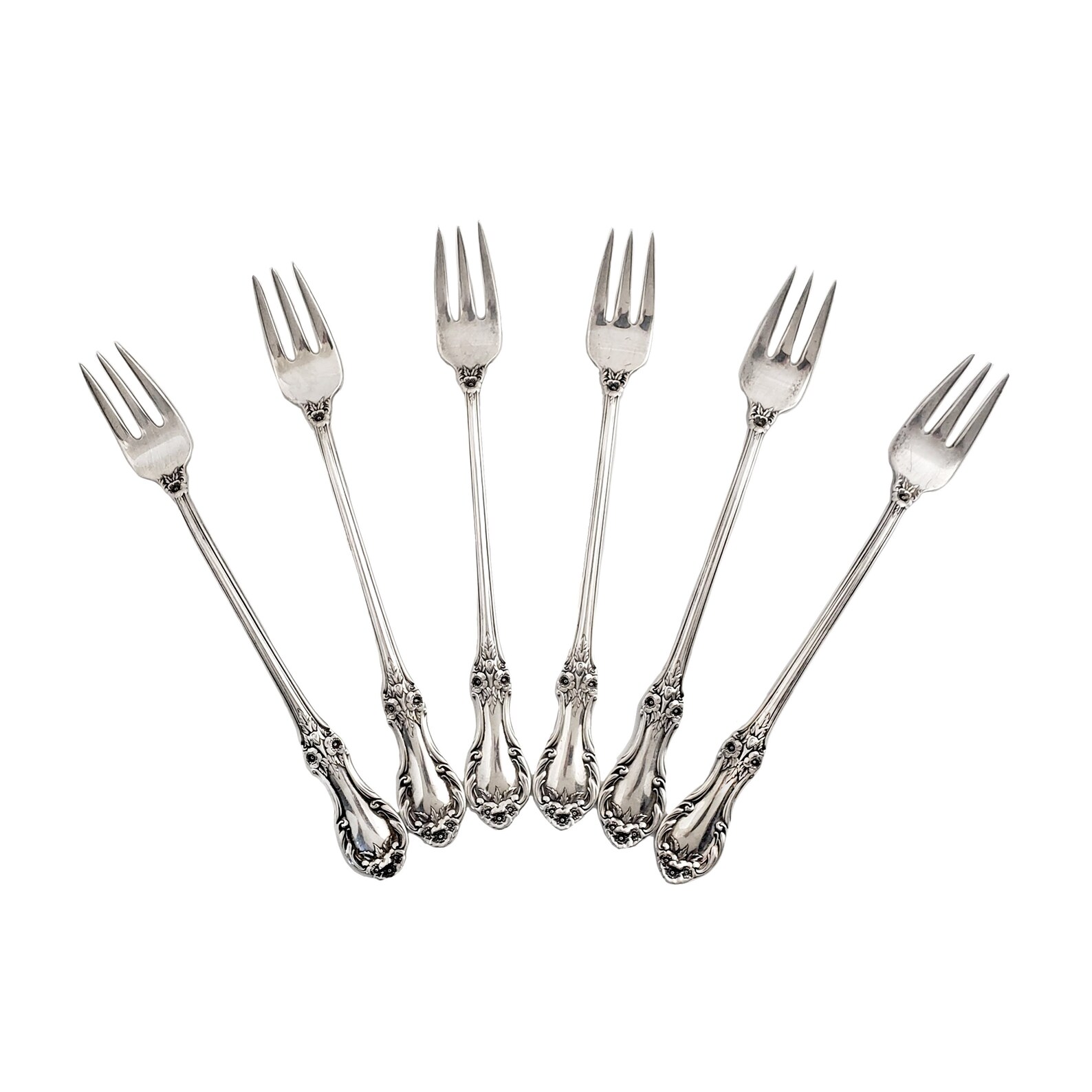 Set of 6 Vintage Cocktail Forks in Sterling Silver Wild Rose Etsy