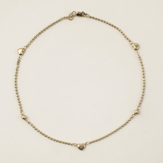 Sexy 14K Gold Bead Chain Anklet with Hearts - 10 … - image 2