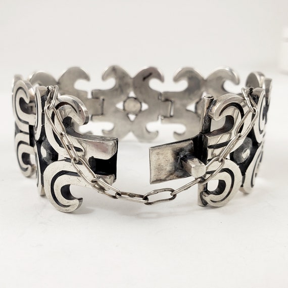 Vintage Mexican Sterling Silver Bracelet - Styliz… - image 6