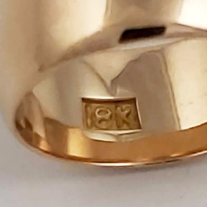 18K Gold Wedding Band 1/4 ozt. Ladies Vintage Wedding Ring Wide Band Size 6 image 10