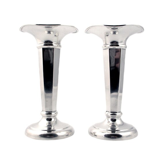 Two Art Deco Sterling Silver Vases Exceptional British Etsy