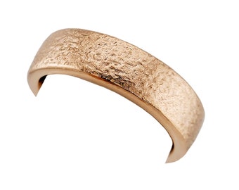 Unique Solid 10K Rose Gold Band with Textured Exterior - Vintage Ring - Size 6.25