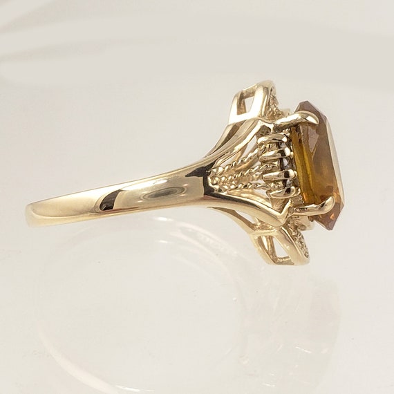 14K Gold and Citrine Ring with Diamonds - Filigre… - image 5