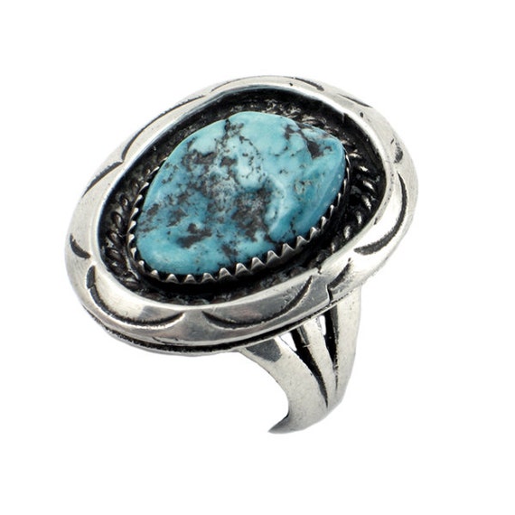 Vintage Silver & Turquoise Ring -  Southwestern S… - image 2