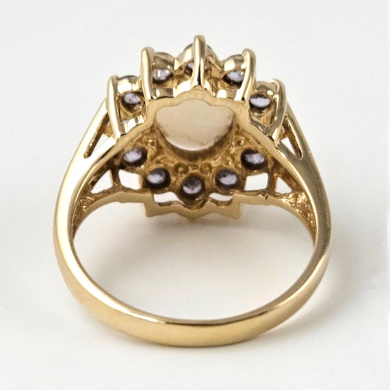 Vintage 14K Gold, Opal and Iolite Halo Ring - Siz… - image 7