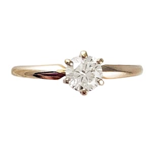 14K Gold & Diamond Ring - Vintage 1/3 ct. Solitaire Engagement Ring - Size 6