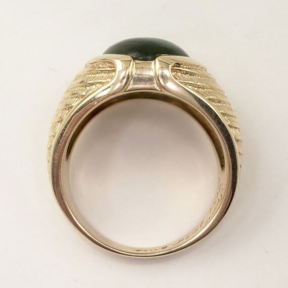 Vintage Jade Ring in Solid 14K Gold - Masculine S… - image 7