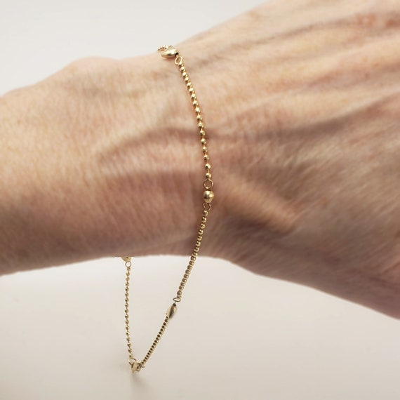 Sexy 14K Gold Bead Chain Anklet with Hearts - 10 … - image 9