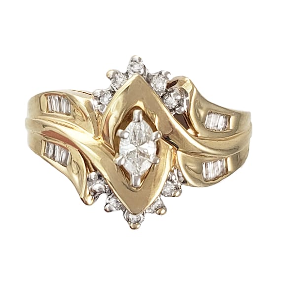 14K Gold & Diamond Engagement Anniversary Ring  -… - image 1