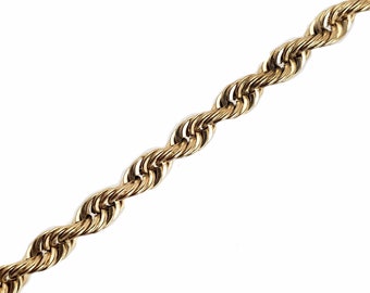 14K Gold Anklet or Mens Bracelet - Vintage French Rope Chain - Almost 1/3 ozt. - 8 3/8" Long