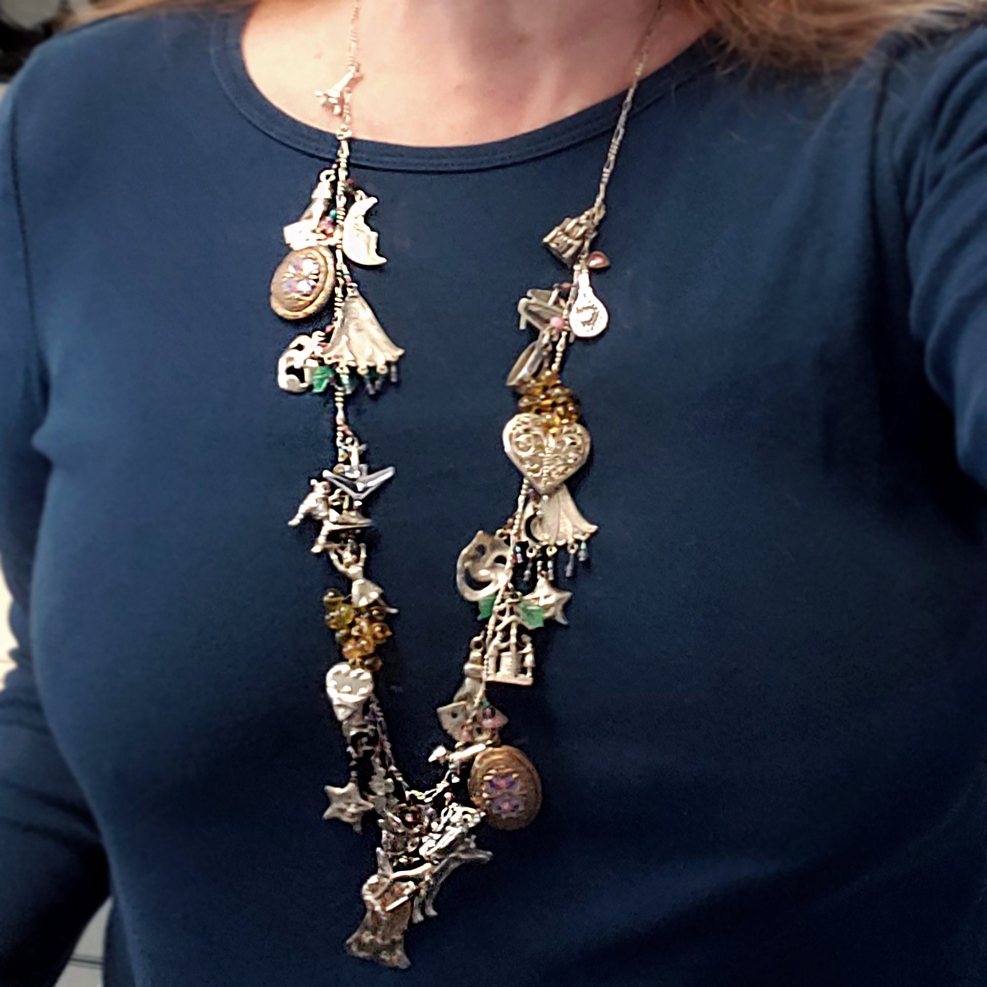 Vintage Lucy Isaacs Charm Necklace - Sterling Silver Wizard, 30