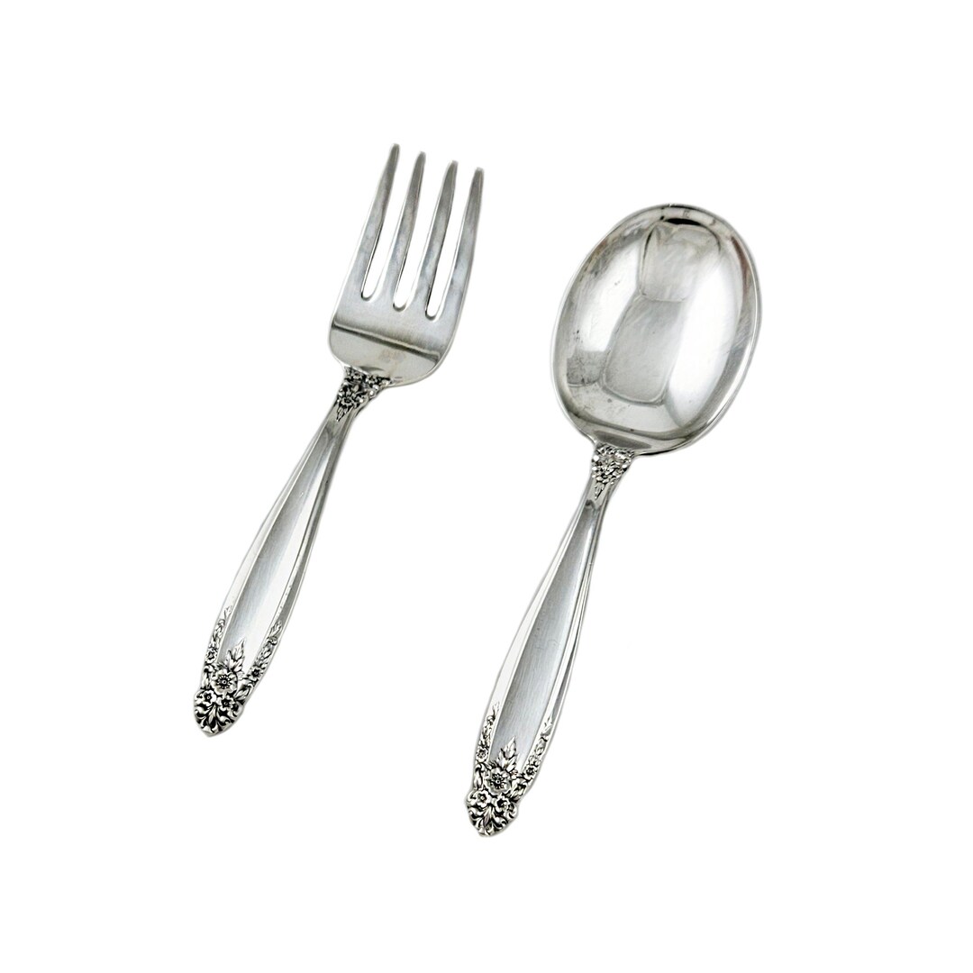 Vintage Sterling Silver Baby Fork and Spoon Set Childs Silverware in