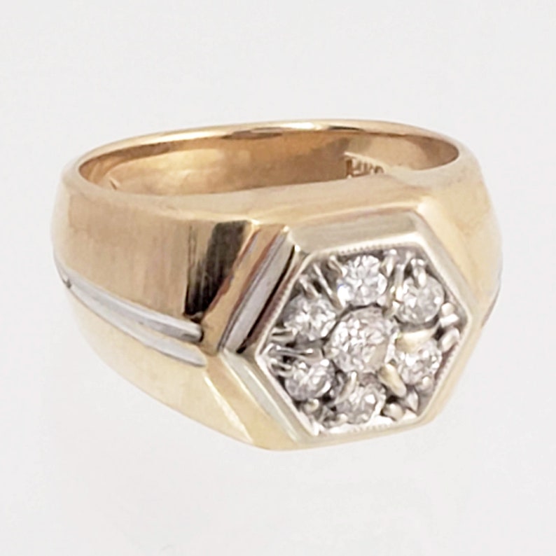 Vintage 14K Gold & Diamond Ring 1970s Men's Ring in Two | Etsy