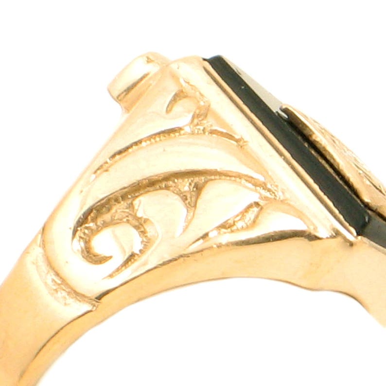 Mens 10K Gold Diamond & Black Onyx Initial Ring Letter D Etsy