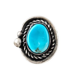 Vintage Southwestern Silver and Turquoise Ring - Size 8