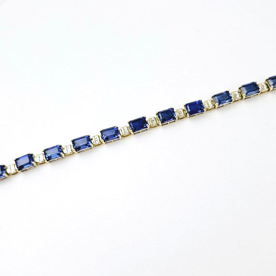 Created Sapphire and 10K Gold Link Bracelet with … - image 6