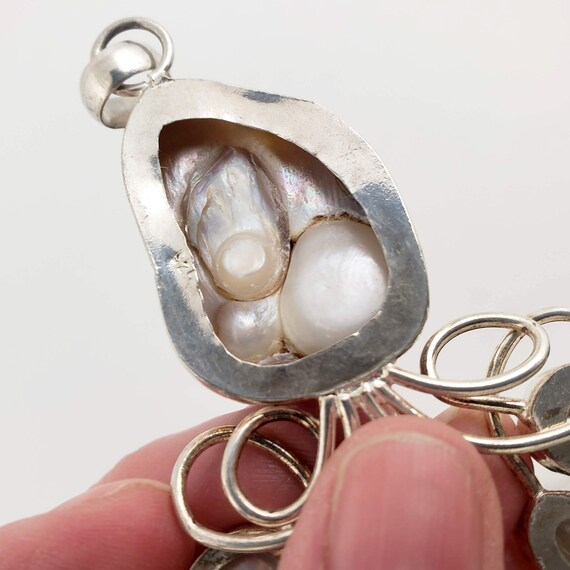 Large Mabe Pearl and Sterling Silver Pendant -Vin… - image 9