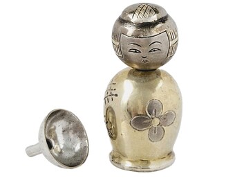 Antique 950 Silver Japanese Girl Perfume Bottle with Funnel