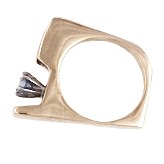 Modernist 14K Gold & Sapphire Ring • Unique Handc… - image 7