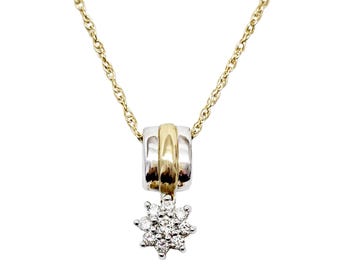 Diamond Cluster Necklace in 14K Gold - Two-Tone - .30 ctw. - 18.25" Long Chain