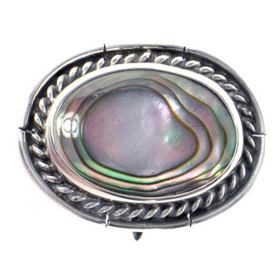 Vintage Abalone and Silver Ring - Signed Southwes… - image 2