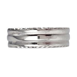 Unique Solid 14K White Gold Band - Fashion or Wedding Ring - Size 7.25