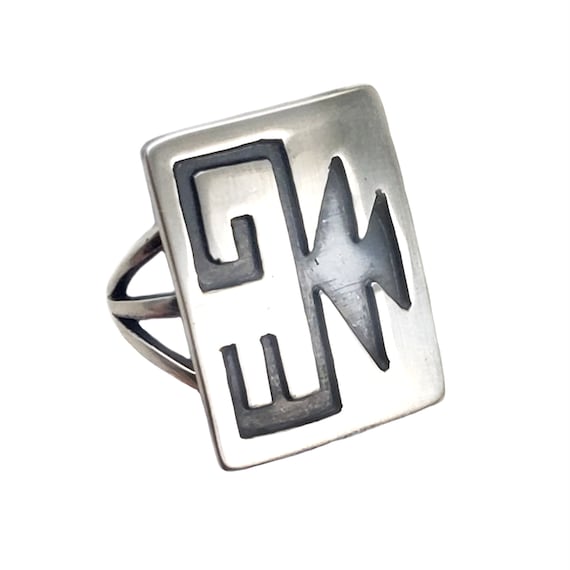 Vintage Southwestern Style Rectangular Ring with … - image 1