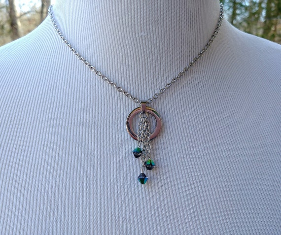 24/7 Wear Discreet Symbolic O Ring Day Collar Necklace with Swarovski Crystals, BDSM Submissive Collar, DDLG, Petite Cable Chain Necklace