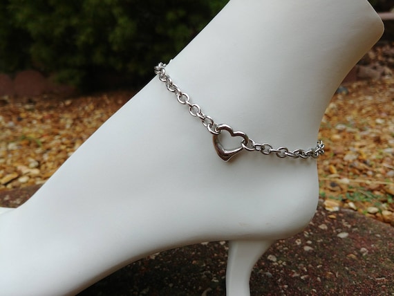 24/7 Stainless Steel Discreet BDSM Submissive Heart Anklet, Slave Anklet, Ankle Collar, Day Collar, 3 Styles Available