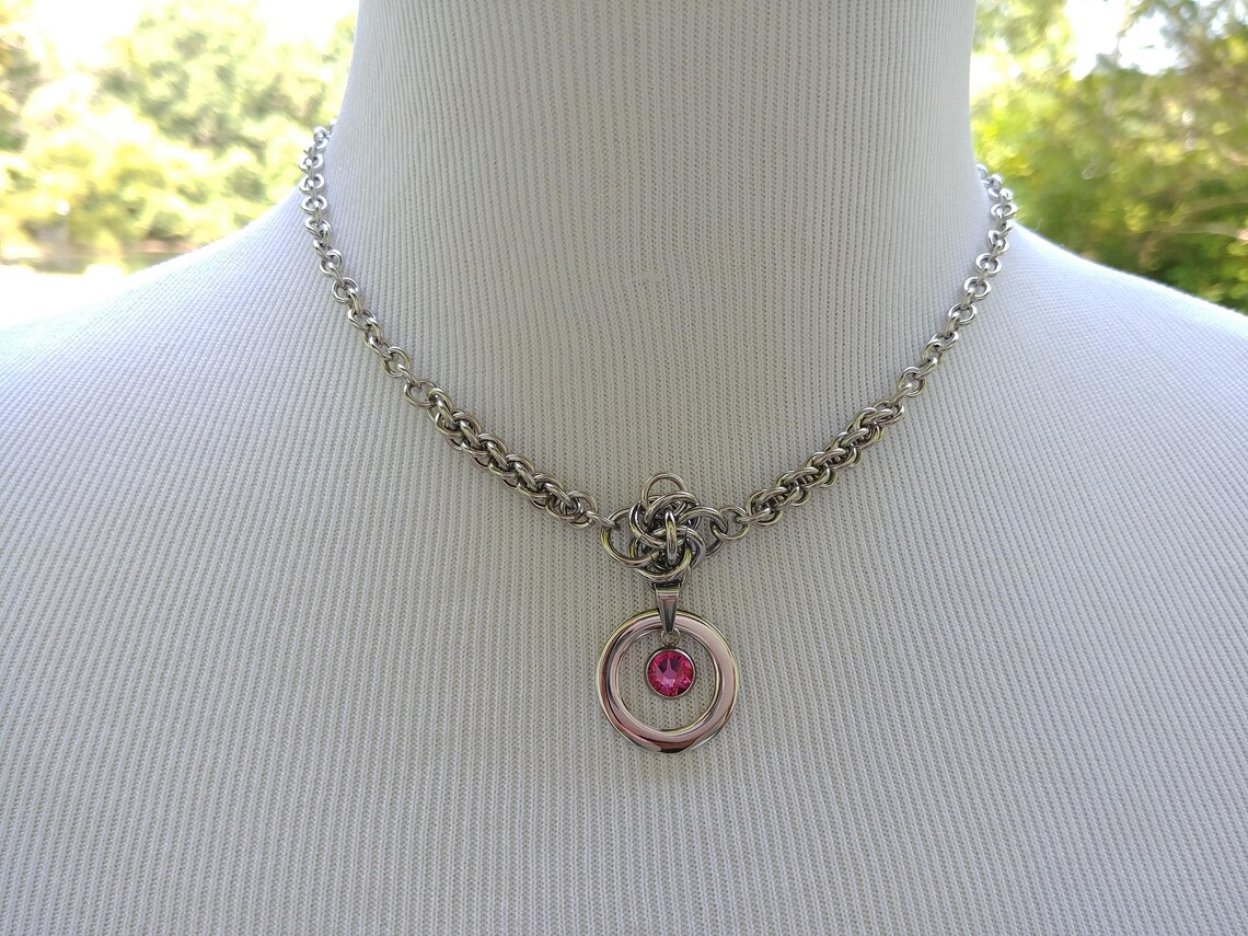 Discreet Symbolic O Ring Day Collar Necklace With Hex Lock Etsy
