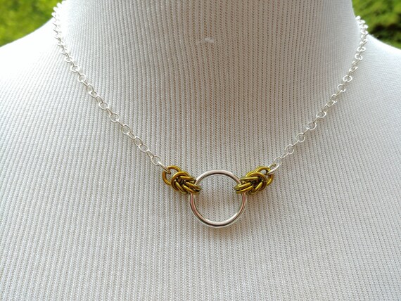 925 Sterling Silver Discreet Symbolic O Ring Necklace, BDSM Submissive Day Collar, DDLG, Eternal Love Necklace, Color Options Available