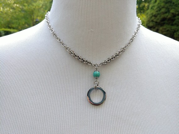 24/7 Wear Discreet Symbolic O Ring Day Collar Necklace with Swarovski Crystal Pearl Color Options, BDSM Submissive Slave Collar, DDLG