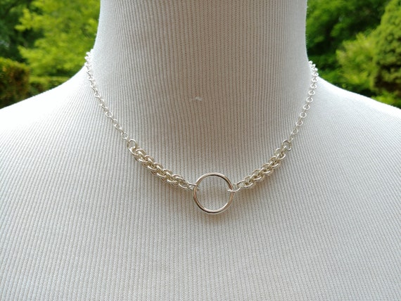 925 Sterling Silver Discreet Symbolic O Ring Necklace, BDSM Submissive Day Collar, DDLG, Eternal Love Necklace