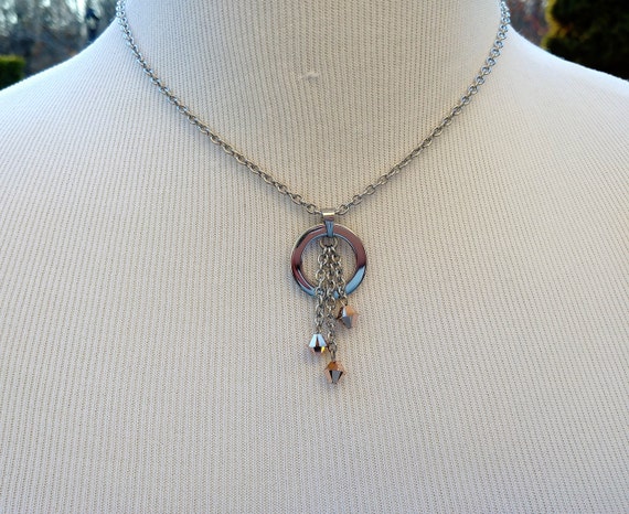 24/7 Wear Discreet Symbolic O Ring Day Collar Necklace with Swarovski Crystals, BDSM Submissive Collar, DDLG, Petite Cable Chain Necklace