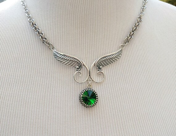 24/7 Wear Discreet Symbolic O Ring/Angel Wings Day Collar Necklace, Personalized Swarovski Birthstone Crystal, BDSM Submissive Collar, DDLG