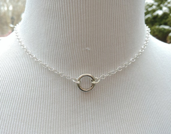 925 Sterling Silver Discreet Symbolic O Ring Necklace, BDSM Submissive Day Collar, DDLG