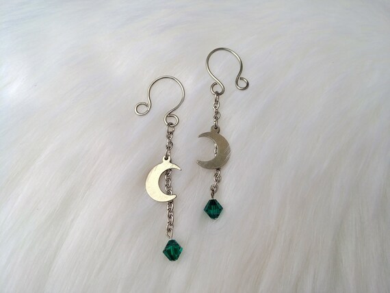 Stainless Steel Non Piercing Nipple Jewelry, Nipple Jewelry with Moon and Customized Swarovski Crystal Bead, Intimate Jewelry