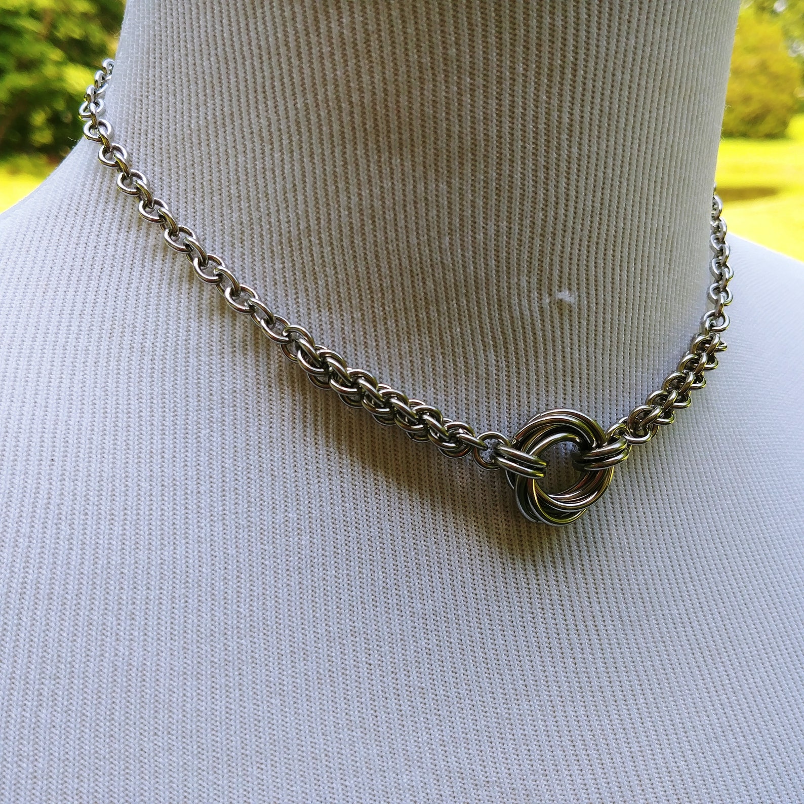 Discreet Symbolic O Ring Day Collar Necklace With Hex Lock Etsy